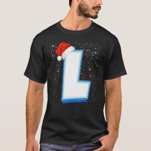 L Snowy Capital Christmas Monogram Alphabet Letter T-Shirt