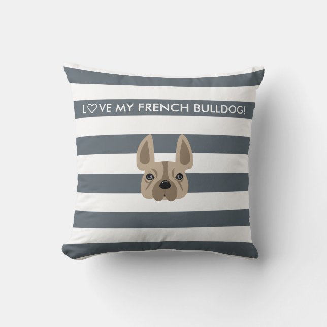 L♡VE MON BOULEDOGUE FRANÇAIS ! COUSSIN DÉCORATIF (Recto)