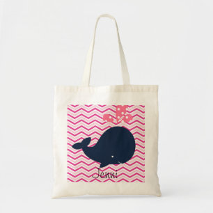 La baleine de marine sur Chevron rose barre le sac