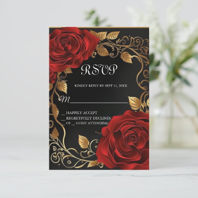 La beauté et la bête douce 16 carte RSVP (Debout devant)