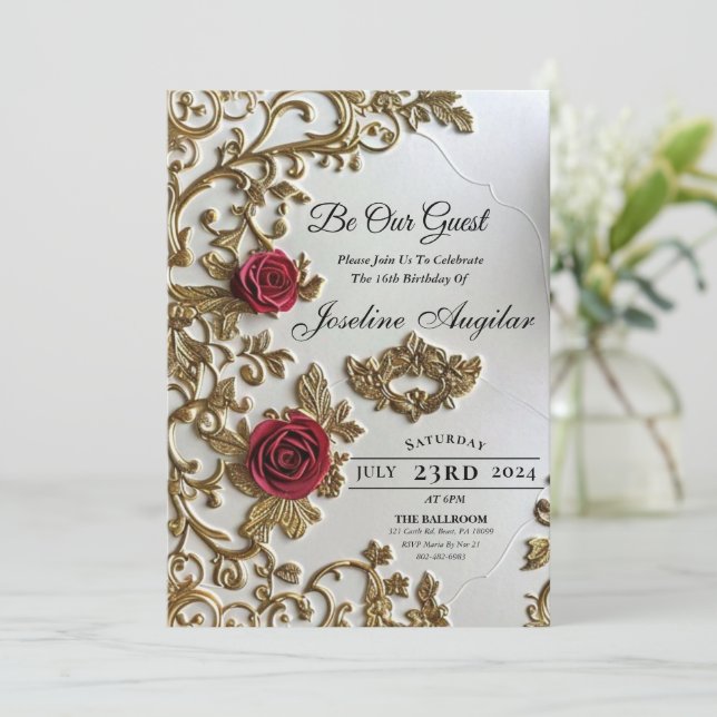 La beauté et la bête douce 16 Invitations (Debout devant)