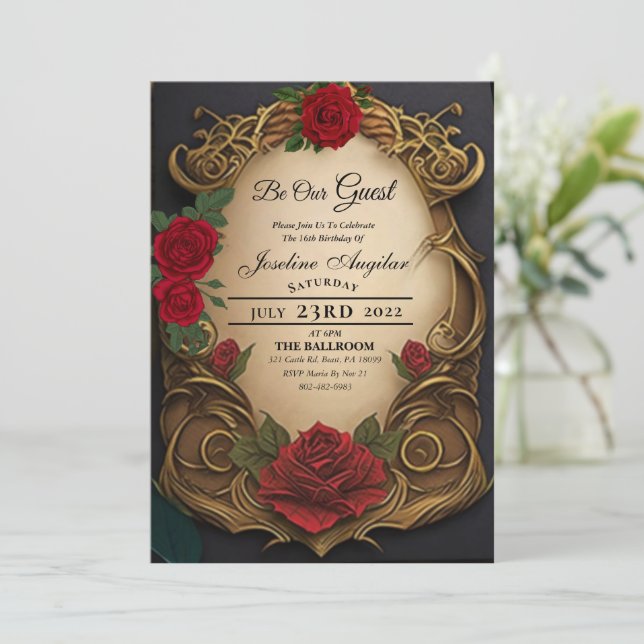 La beauté et la bête douce 16 Invitations (Debout devant)