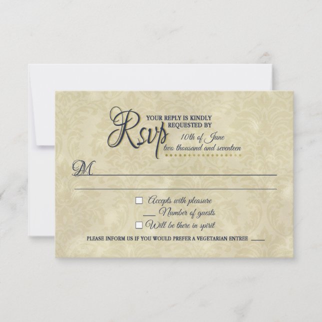 La beauté et la bête thème mariage carte RSVP (Devant)