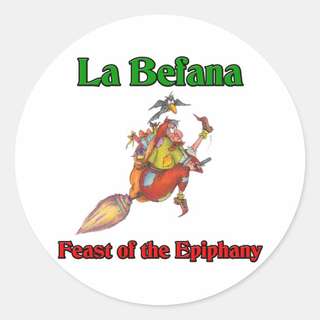 La Befana (Christmas Witch) Feast of the Epiphany Classic Round Sticker (Front)