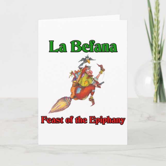 La Befana (Christmas Witch) Feast of the Epiphany Holiday Card (Front)
