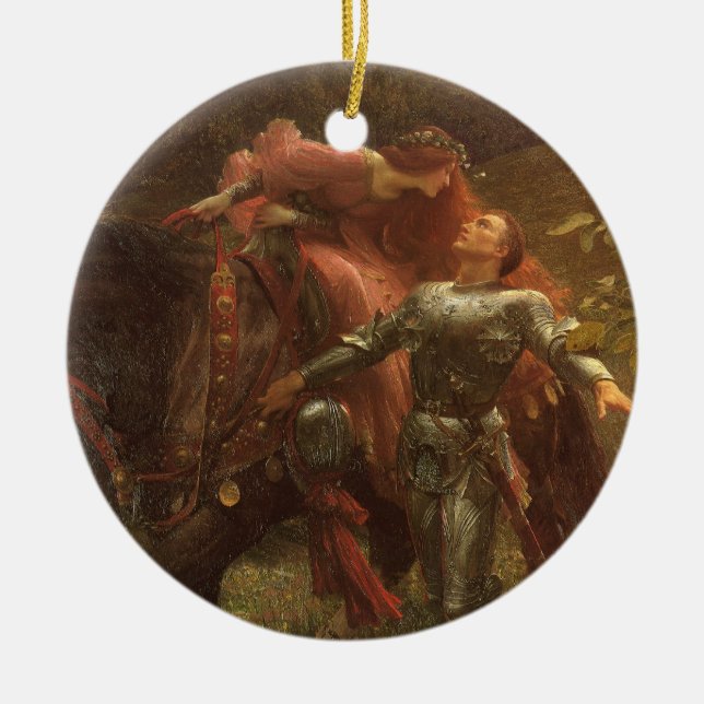 La Belle Dame sans Merci by Frank Dicksee Proposal Ceramic Ornament (Front)