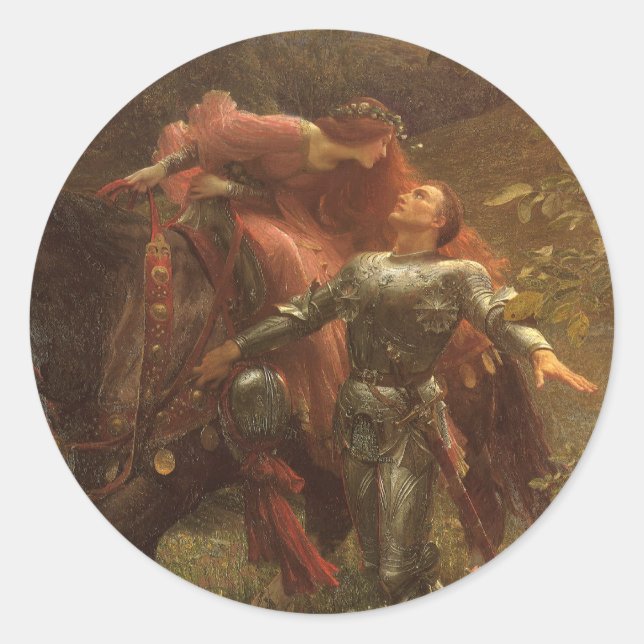 La Belle Dame sans Merci by Sir Frank Dicksee Classic Round Sticker (Front)
