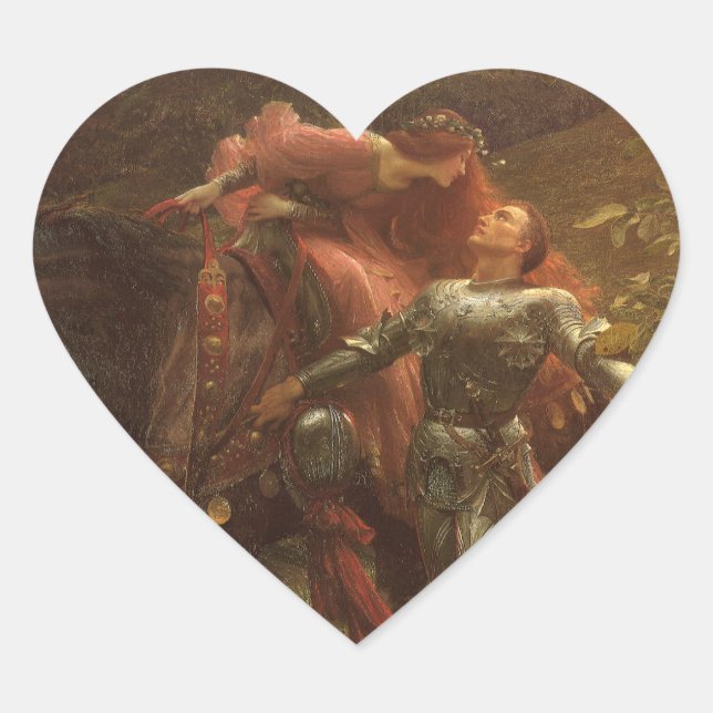 La Belle Dame sans Merci by Sir Frank Dicksee Heart Sticker (Front)