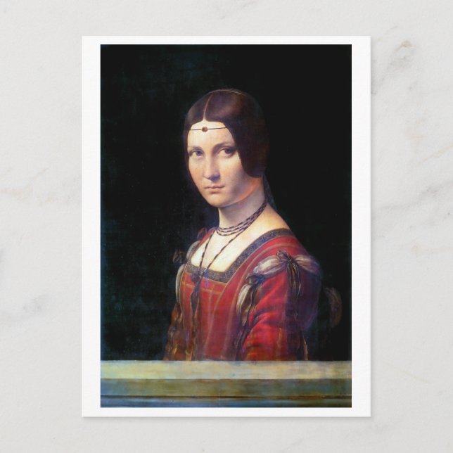 La Belle Ferronniere, Leonardo da Vinci Postcard (Front)