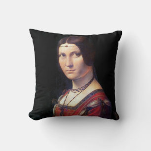 La Belle Ferronniere, Leonardo da Vinci Throw Pillow