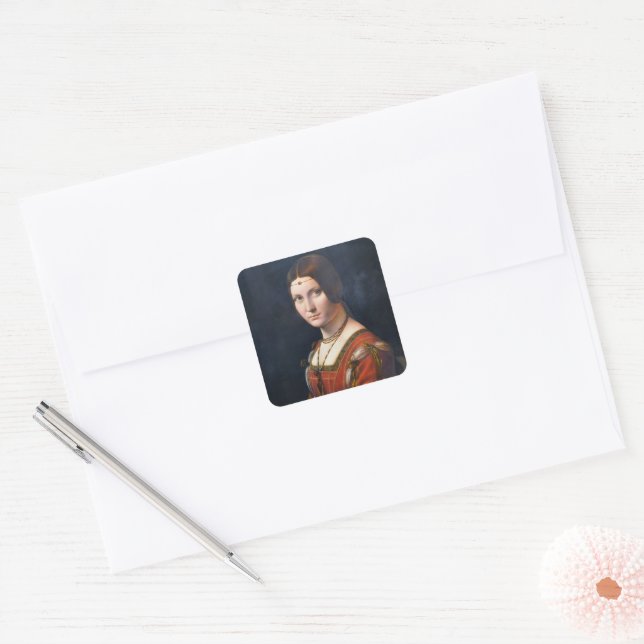 La Belle Ferronniere    Square Sticker (Envelope)