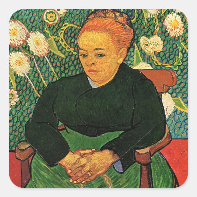 La Berceuse (Augustine Roulin) by Vincent van Gogh Square Sticker (Front)