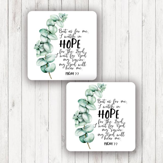 La Bible Verse Hope Eucalyptus Sticker Carré (Créateur téléchargé)