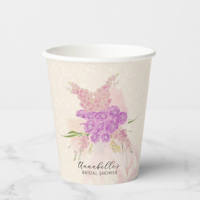 La Boca Golden blush bow rose bouquet Paper Cup (Front)