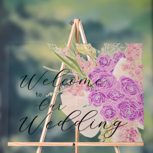 La Boca Golden rose Sheer bow Bouquet Acrylic Sign