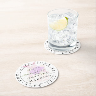 La Boca Rosa blush bow Save-the-Date coaster