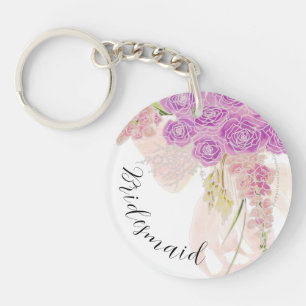 La Boca Rosa bow and Bouquet bridesmaid  Keychain