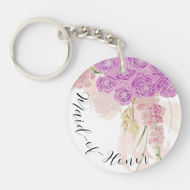 La Boca Rosa bow and Bouquet bridesmaid  Keychain (Front)