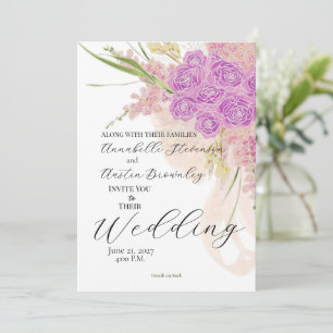 La Boca Rosa Sheer bow Bouquet Wedding Invitation