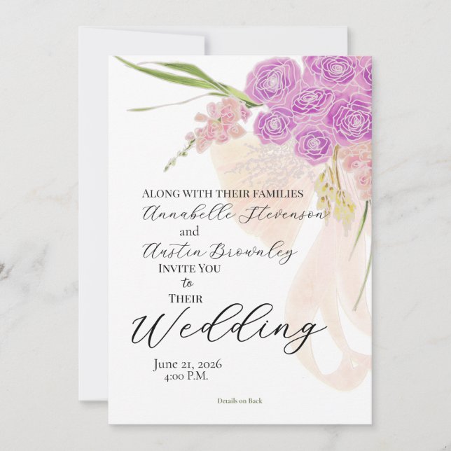 La Boca Sheer bow Bouquet Wedding  Invitation (Front)