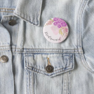 La Boca Vendretti  Pink Bow Bouquet bridesmaid  2 Inch Round Button