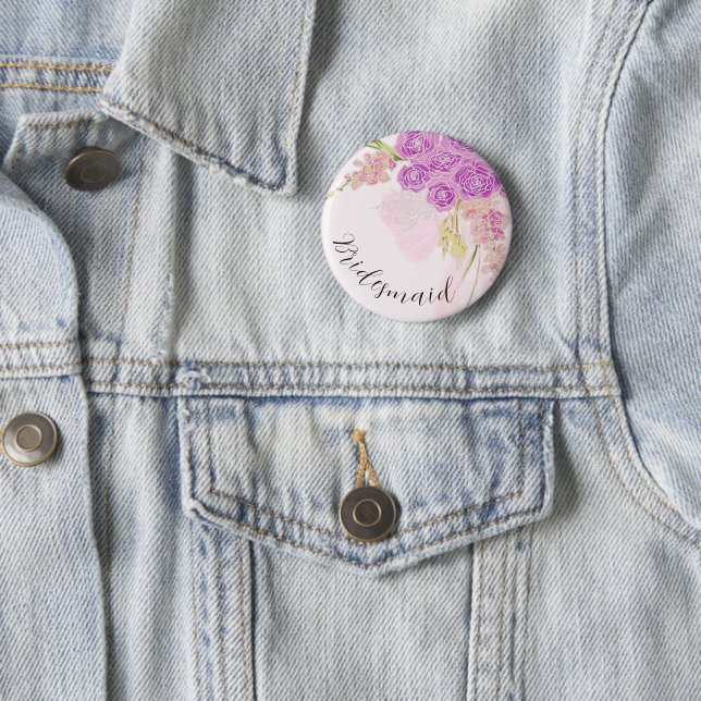 La Boca Vendretti  Pink Bow Bouquet bridesmaid  2 Inch Round Button (In Situ)
