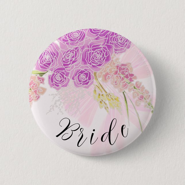 La Boca Vendretti Sheer Bow and Bouquet-Brides 2 Inch Round Button (Front)