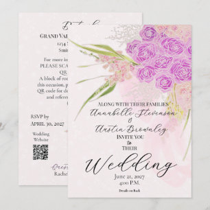 La Boca Vendretti Sweet Pink Sheer bow Bouquet Invitation