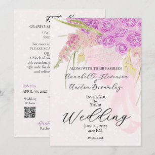 La Boca Vendretti Sweet Pink Sheer bow Bouquet Invitation