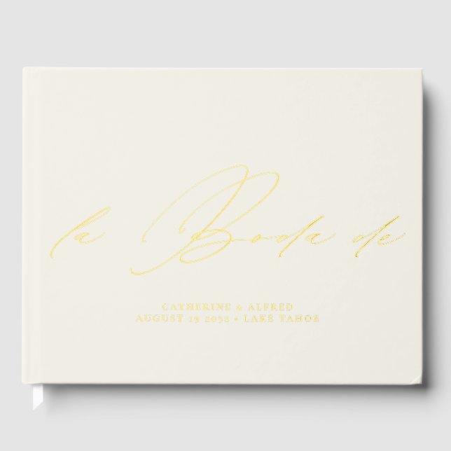 La Boda de Elegant Calligraphy Spanish Wedding Guest Book (Front)
