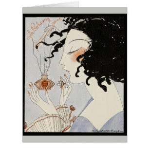 LA BOHEME, DAME AVEC BOUTEILLE DE PARFUME ART DÉCO