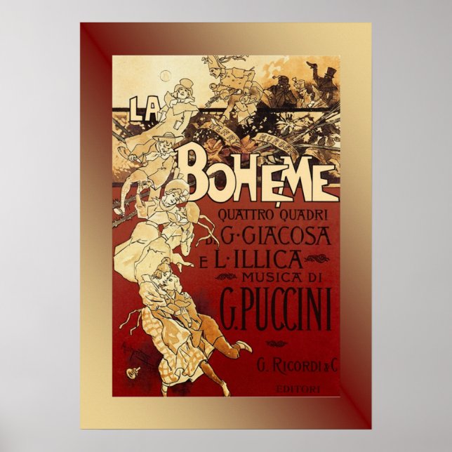 La Boheme ~ Puccini Opera 1896 Poster avec Arrière (Devant)