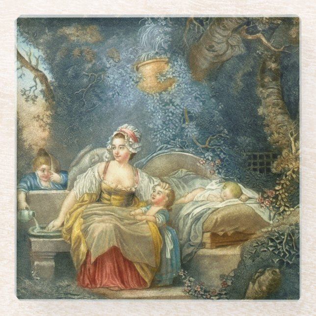 La Bonne Mere - J B Audebert - c1790 Glass Coaster (Front)