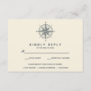La boussole bleue Mariage RSVP avec choix de rep