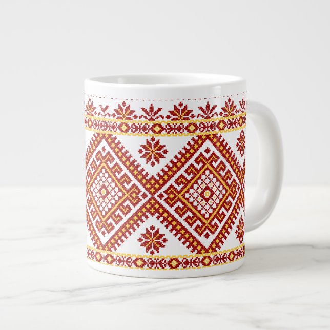 La broderie de la croix rouge de Mug Jumbo (Devant droit)