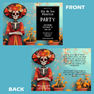 💀  La Calavera in hat with flowers Invitation