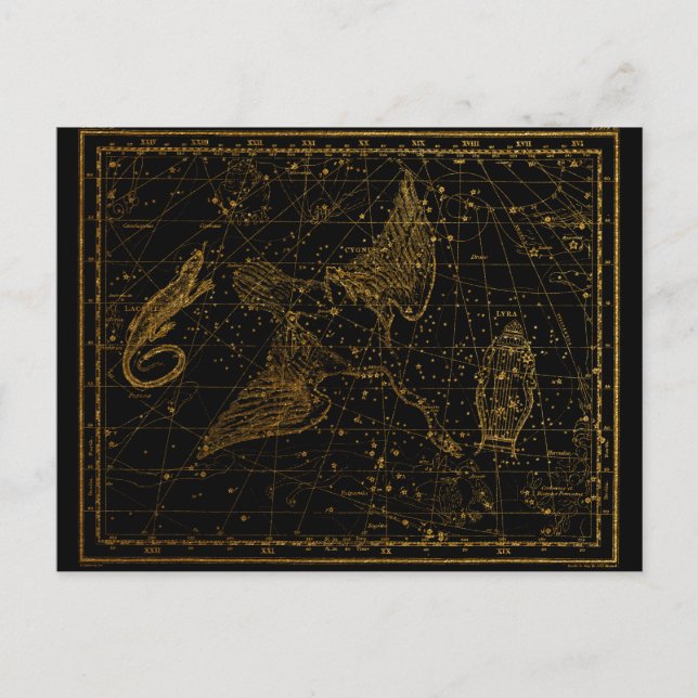 La carte céleste miroir de l'Ukraine Or et Noir (Devant)