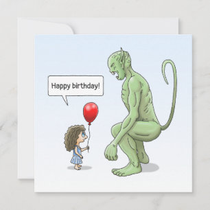 La carte d'anniversaire de la fille et du gobelin