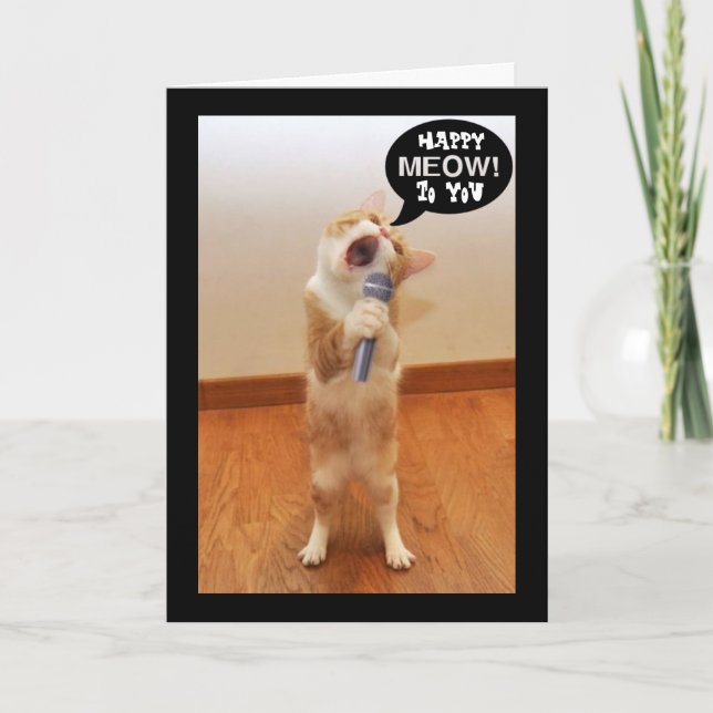La carte d'anniversaire du chat de chant (Devant)