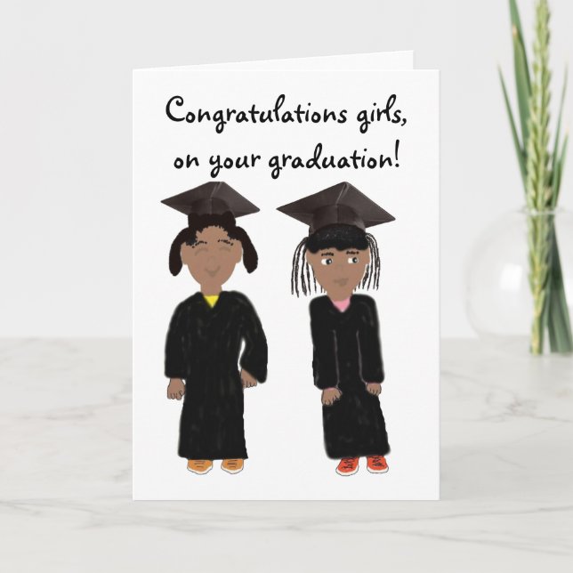 La carte de diplôme pour filles jumelles (Devant)