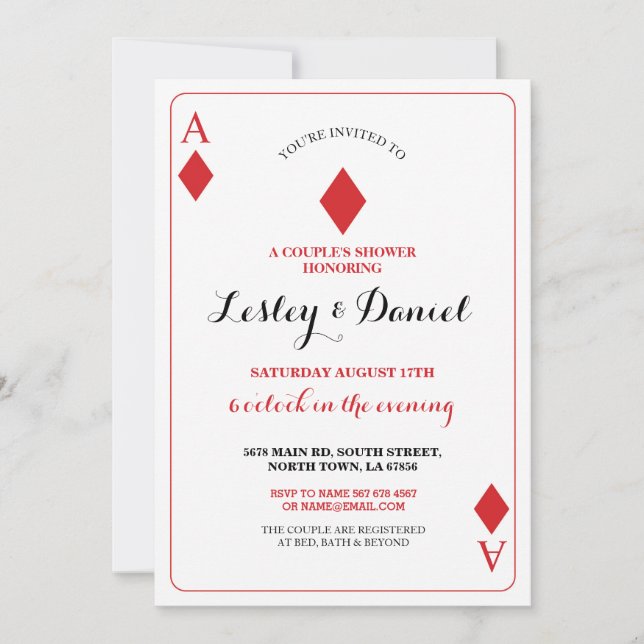La carte de jeu de diamants couple l'invitation de (Devant)