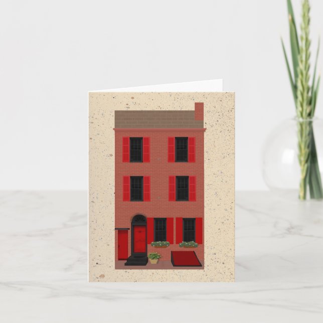 La carte de note de blanc de maison de grès (Devant)