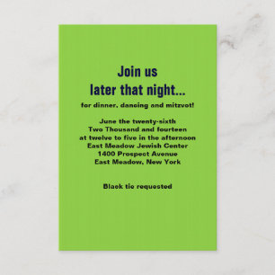 LA carte de partie COMPLÈTE TEXTER Bar Mitzvah