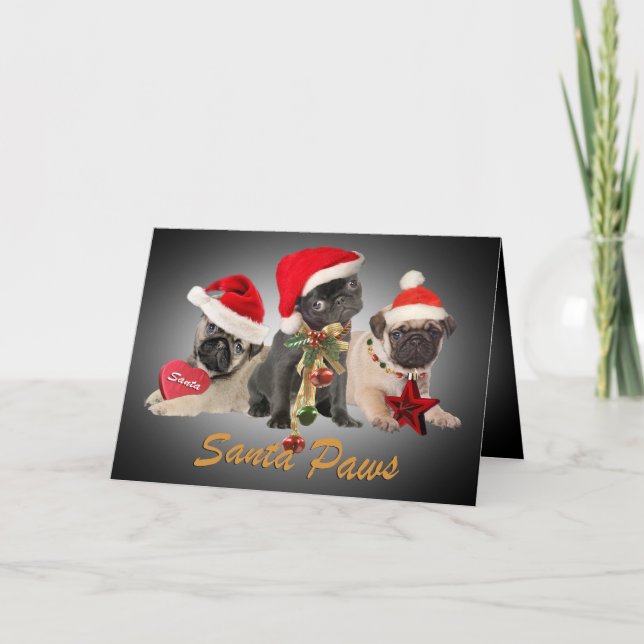 La carte de Père Noël de trio de carlin (Devant)