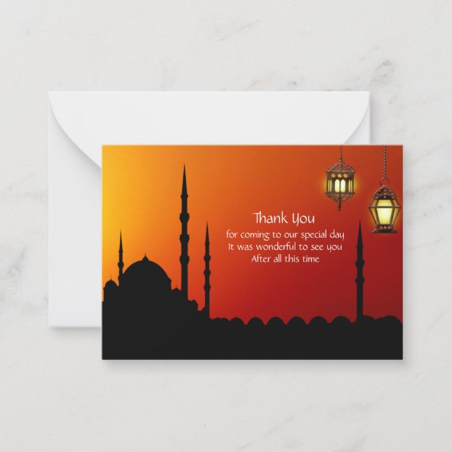 La carte de remerciement silhouette de mosquée (Devant)
