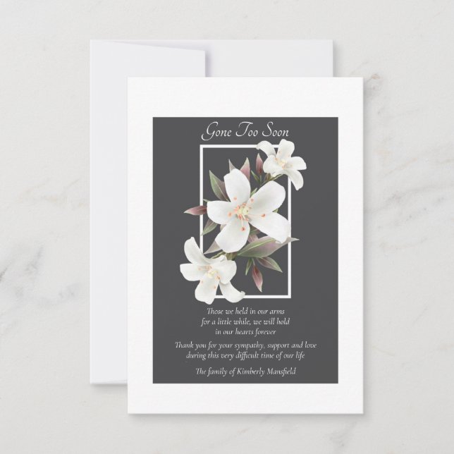 La Carte de remerciements de la sympathie est part (Devant)