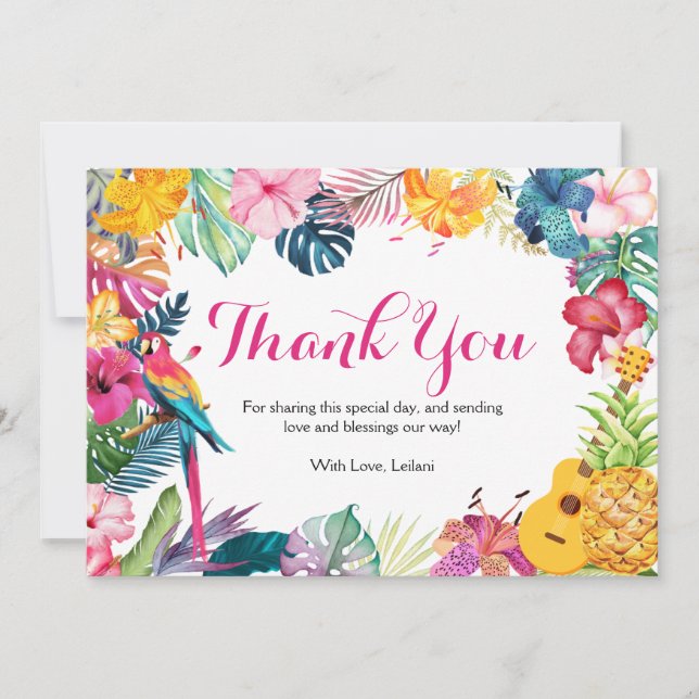 La Carte de remerciements tropicale de Luau (Devant)