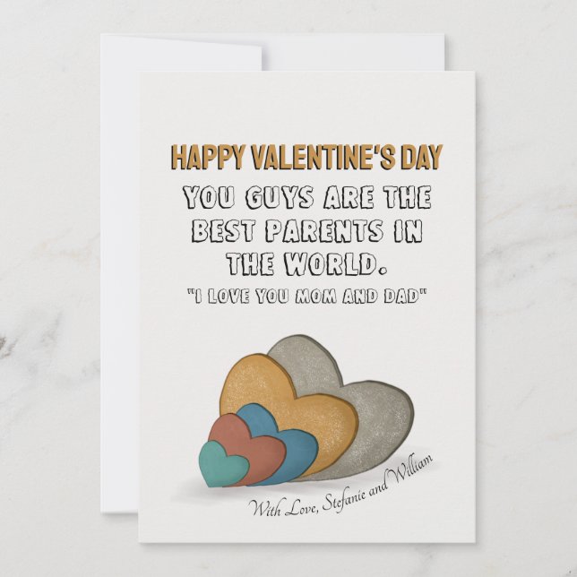 La carte de Saint Valentin dit pour maman et papa (Devant)