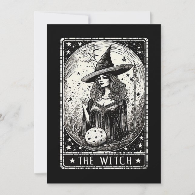 La carte de tarot de la sorcière Halloween vintage (Devant)