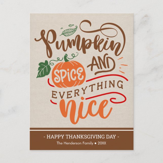 La carte de Thanksgiving Citrouille Spice & Everyt (Devant)